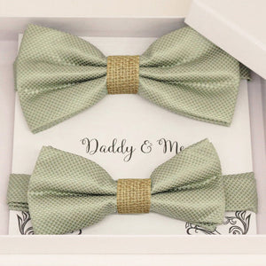 Sage green burlap Bow tie set for daddy and son, Daddy me gift set, Grandpa and me, Father son matching, Toddler bow tie, daddy me bow tie 