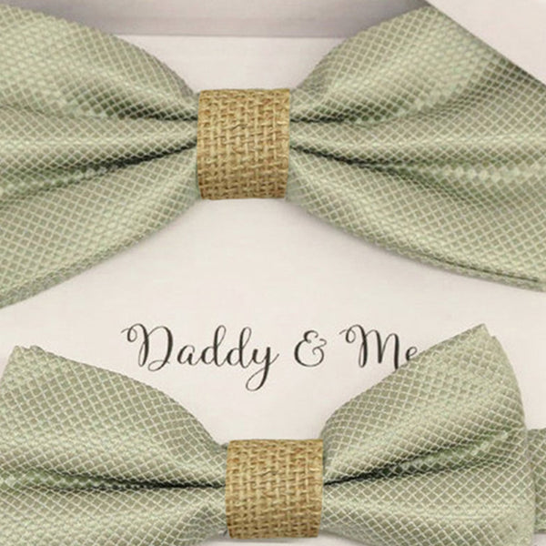Sage green burlap Bow tie set for daddy and son, Daddy me gift set, Grandpa and me, Father son matching, Toddler bow tie, daddy me bow tie 