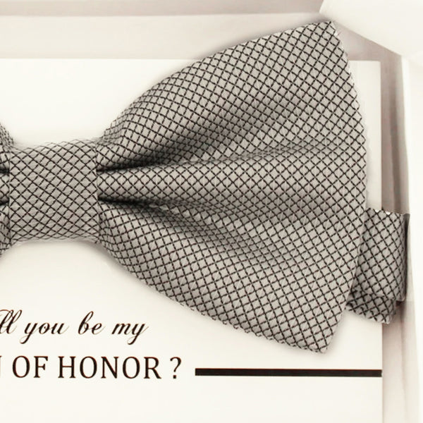 Silver bow tie, Best man request gift, Groomsman bow tie, Ring Bearer bow tie request, Man of honor gift,best man request, toddler bow