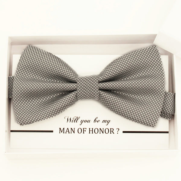 Silver bow tie, Best man request gift, Groomsman bow tie, Ring Bearer bow tie request, Man of honor gift,best man request, toddler bow