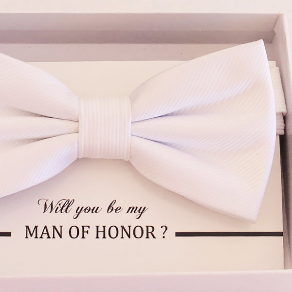 White bow tie, Best man request gift, Groomsman bow tie, Man of honor gift, Best man bow tie, best man gift, man of honor request, thank you