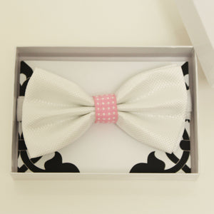 White and pink bow tie, Best man request bow, Groomsman bow tie, Ring Bearer bow tie, Man of honor gift, Kids bow, handmade bow tie