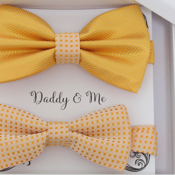 Yellow and pale gold bow tie set for daddy and son, Daddy and me gift set, Grandpa and me, Father son matching, Toddler bow, pale gold bow